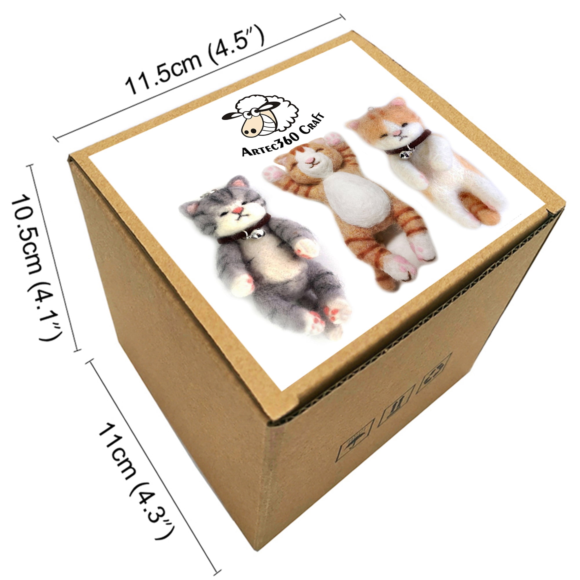 3 Lovely Kitten Needle Felting Kits for Beginners - We Are Friends - 4 inch DIY Craft Kit for Christmas Day
