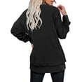 thumbnail image 4 of Sudaderas casuales lisas de manga larga con cuello redondo para mujer, suéteres holgados, 4 of 5