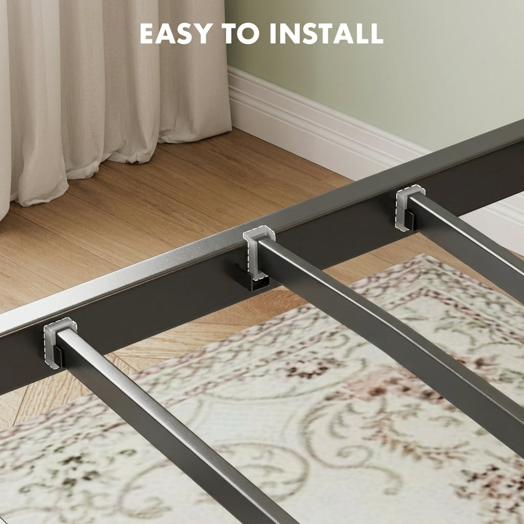 LEDREM Twin Size Metal Bed Frame with Upholstered Headboard and Footboard, 12.4-Inch Underbed Clearance, 550 lb Capacity, Easy Assembly, Dove Gray