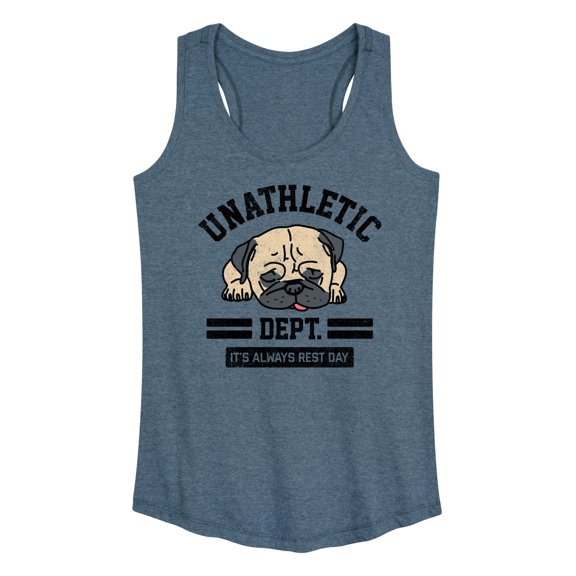 Instant Message - Unathletic Department Pug Graphic Racerback Tank