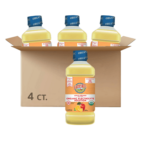 Earth's Best Organic Electrolyte Solution, Apple Orange, 1.1 qt Bottle (4 Pack)