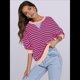 thumbnail image 5 of Sudaderas A Rayas para Mujer, Camisetas de Larga con Cuello Redondo de Gran Tamaño, Jersey Y2K, Ropa de Moda de Otoño Rosa Púrpura XL, 5 of 8