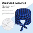 thumbnail image 4 of Kdxio Buffalo Plaid Blue Black Pattern Turban Hat for Women Men Comfortable Adjustable Cleaning Working Cap with Sweatband, 4 of 8