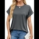 thumbnail image 1 of Camisetas Casuales Holgadas para Mujer, Camisetas de Verano de Corta con Cuello Redondo y Modernas Gris Oscuro M, 1 of 10