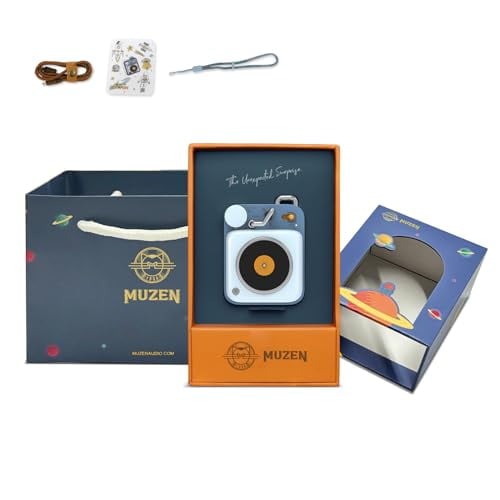 Muzen Mini altavoz Bluetooth, botón portátil de metal, pequeño altavoz inalámbrico lindo, altavoz de audio de alta fidelidad recargable con cordón portátil y caja de regalo, decoración retro clásica
