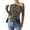 Army Green, variant on PRETTYGARDEN Womens Fall Trendy Off Shoulder Y2k Tops Tie Dye Mesh Long Sleeve Shirts Asymmetrical Ruched Floral Blouse