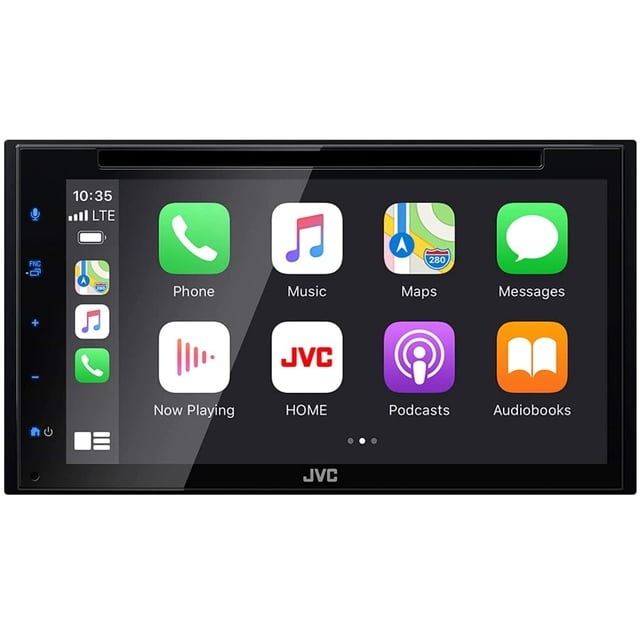 JVC KW-V660BT Apple CarPlay Android Auto Reproductor de DVD/CD con pantalla táctil capacitiva de 6,8", audio Bluetooth y llamadas manos libres, reproductor MP3, doble DIN, ecualizador de 13 bandas, Si