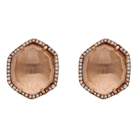 10 ct White Quartz Stud Earrings in 14kt Rose Gold-Plated Sterling Silver