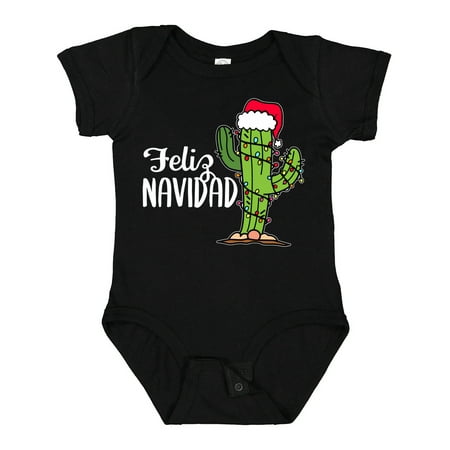 

Inktastic Feliz Navidad Christmas Cactus in Santa Hat Boys or Girls Baby Bodysuit