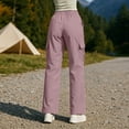 thumbnail image 7 of TEAJOPSUU Women's Cargo Chino Pants Wide Leg Comfy High Waisted Elastic Button Twill Pants with Pockets Casual Daily Going Out Trousers Pink, 7 of 7