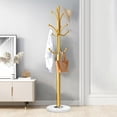 thumbnail image 2 of Metal Coat Rack Stand with Natural Marble Base, Coat Rack Freestanding, Free Standing Hall Tree with 12 Hooks for Hanging Clothes, Bags, Scarfs, Coat Hanger for Entryway, Hallway (Gold), 2 of 8