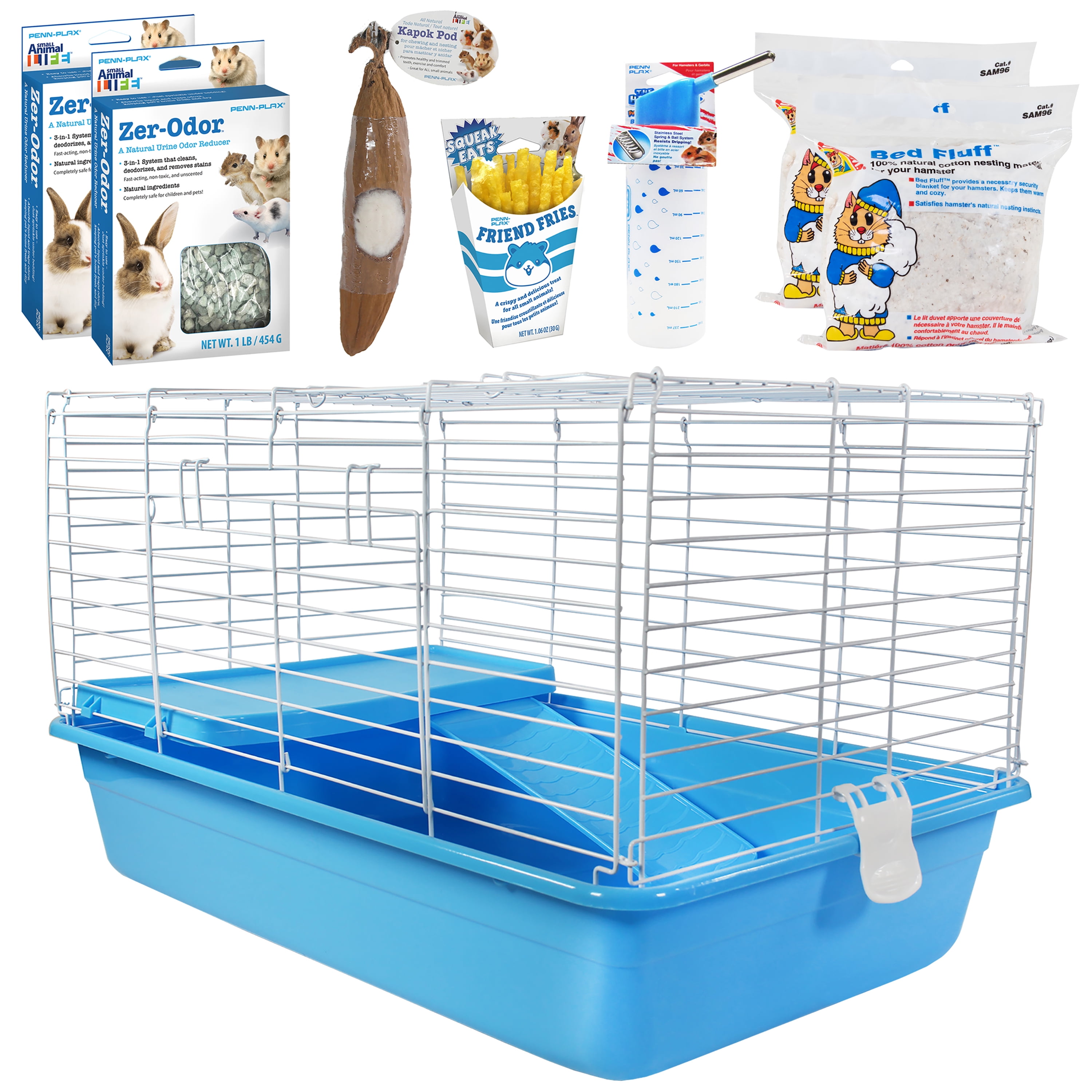 PennPlax 8Piece Small Animal Bundle Includes Cage, 8 oz Hydrator