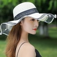 thumbnail image 3 of Visland Womens Bowknot Straw Hat Floppy Foldable Roll up Beach Cap Sun Hat Dome Hat UPF 50+, 3 of 8