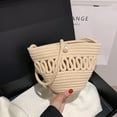 thumbnail image 4 of Sacs de Plage pour Femmes Mode Tissé Sac Fourre-Tout pour Dames Simple Portable Sac Fourre-Tout Décontracté, 4 of 9