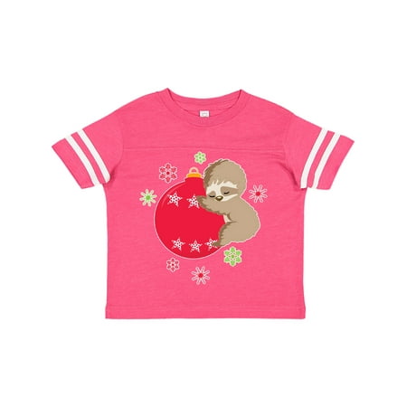 

Inktastic Cute Christmas Baby Sloth on Red Ornament with Snowflakes Gift Toddler Boy or Toddler Girl T-Shirt