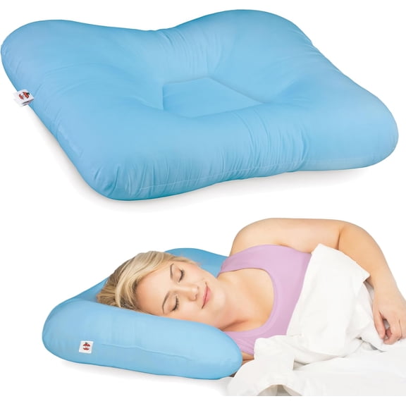 Core Products Tri-Core Cervical Support Pillow – Firm Orthopedic Neck Pillow for Pain Relief, Back and Side Sleepers – Ergonomic Contour Pillow – Assembled in USA, Midsize, Blue
