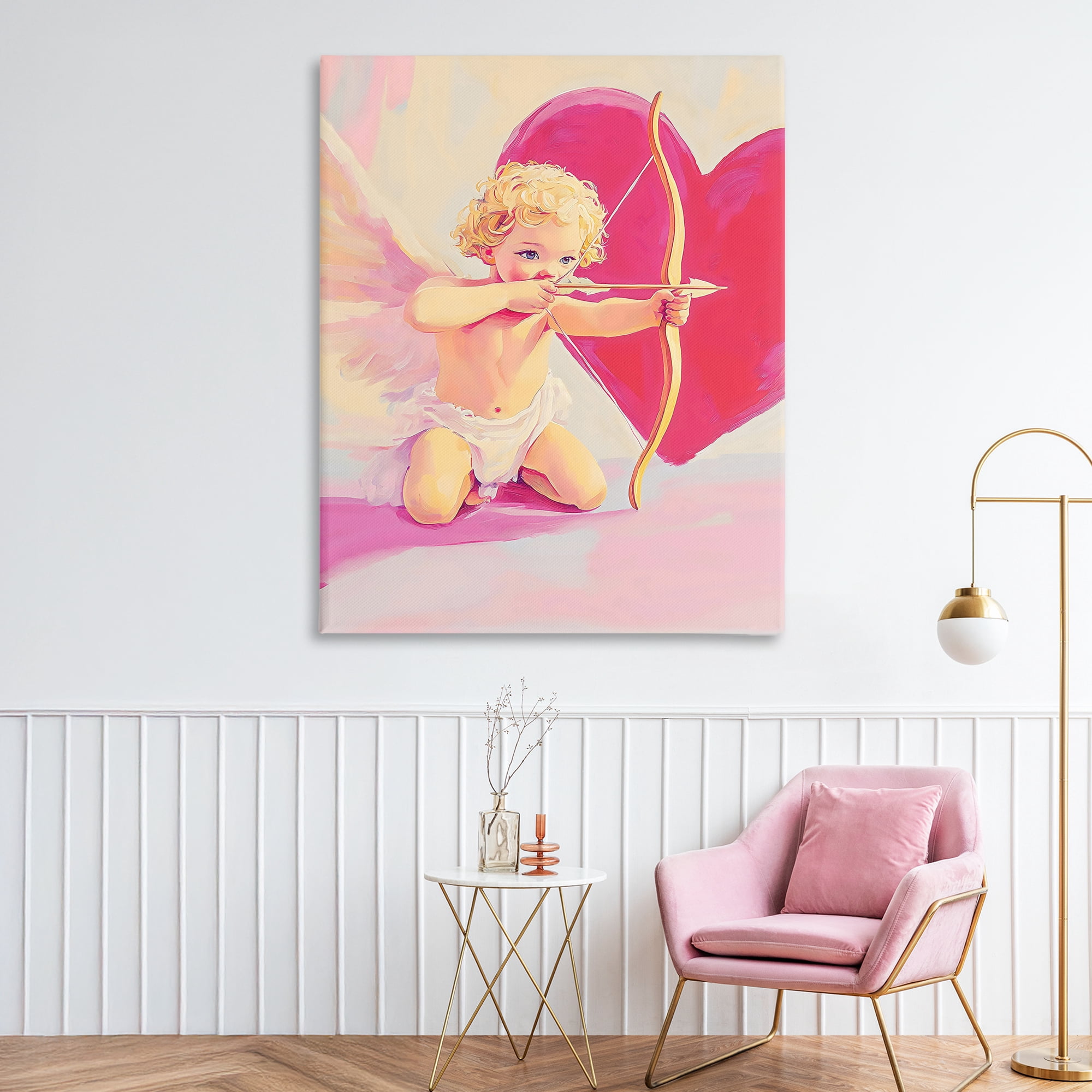 Stupell Industries Cupid Shooting Arrow with Heart Canvas Wall Art, design by The Prints Vibe
