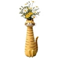 thumbnail image 2 of 4.72" Handcrafted Ceramic Cat Vase, Whimsical Kitty Planter for Small Flowers, Boho Desk Shelf Decor, Unique Gift for Cat Lovers (Yellow), 2 of 8