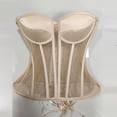thumbnail image 2 of Feancey Boned Corset Tops for Women Mesh Overbust Corsets Strapless Lace Up Bustier Top Built In Bra Waist Cincher Halloween Costumes Silver XXXL, 2 of 4