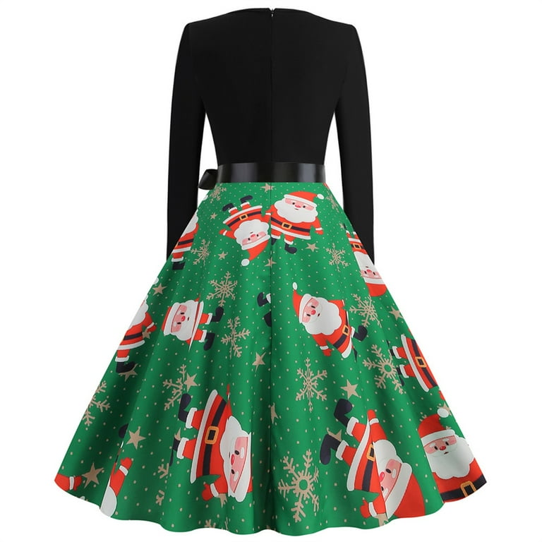 LEEy-world Women Gifts for Christmas, Womens Plus Size Party Dress  Christmas Sweater Long Sleeve Skater Dress Green,3XL - Walmart.com