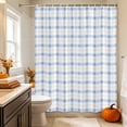 thumbnail image 2 of Blue Checkered Shower Curtain, Waterproof Shower Curtains for Bathroom, Buffalo Elegant Pastoral Farmhouse Art Washable Fabric Bathtub Curtain Set Bath Decor with 12 Hooks 48"x72", 2 of 8