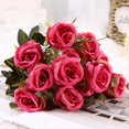 thumbnail image 1 of Chendee 6 Heads Artificial Roses Home Wedding Party Rose Bouquet Decoration,Rose Red, 1 of 6
