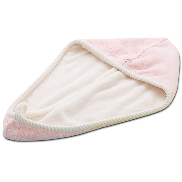 Soft Coral Velvet Women Sombrero de secado instantáneo Microfibra Super Húmeda Curly Color Wrap Wrap Cute Cap Loop Turban Toalla Baño Pink Beige seitruly HA010397-02