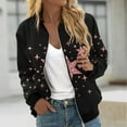 thumbnail image 5 of Mgmyaa Women's Casual Long Sleeve Zippered Jacket with Star Print and Pockets for Trendy Everyday Outfits, 5 of 5
