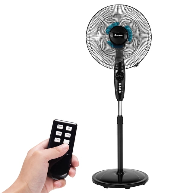 Costway Ventilateur sur Pied Oscillant Réglable de 16 Pieds' à Double Pales avec Télécommande
