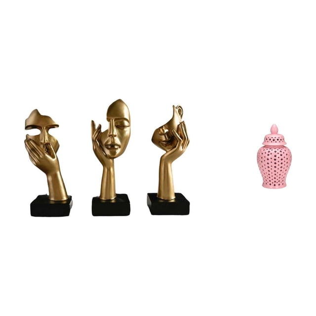 Estatuas de resina de pensadores, decoración de mesa, esculturas de arte abstracto para oficina, estantería, sala de estar, tarro de cerámica, jarrón