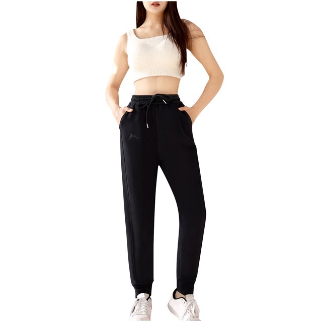 FAIWAD Women's Windproof Joggers Pants Drawstring Elastic High Waisted Hiking Pants with Pockets