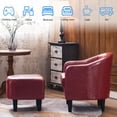 thumbnail image 4 of MCombo Barrel Accent Chair Set of 2 with Ottoman, Leather Armchair Club Chair for Living Room (Burgundy), 4 of 11