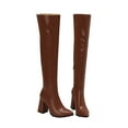 thumbnail image 5 of Boots for Women Knee High Fashion Casual Leather Pointed Toe Chunky Heel over The Knee Tall Boots Winter Fall Long Dress Knee-High Boots Brown, 5 of 6