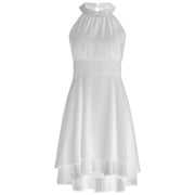 Aayomet Plus Size Dresses Womens Summer Casual Solid Halter Neck Button Chiffon Splice A Line Dress,White L