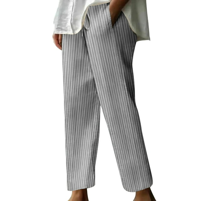 FNFYFH Clearance Plus Size Comfortable Ladies Linen Trousers Loose
