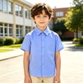 thumbnail image 2 of Boys Short Sleeve Collared Shirt Button School Uniform Top Basic Dress Shirt, 2 of 6