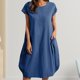 thumbnail image 5 of Vestido de blusa de camisa de lino de algodón Vestido de mujer de corte holgado con bolsillos Traje diario FLhrweasw Nuevo, 5 of 9