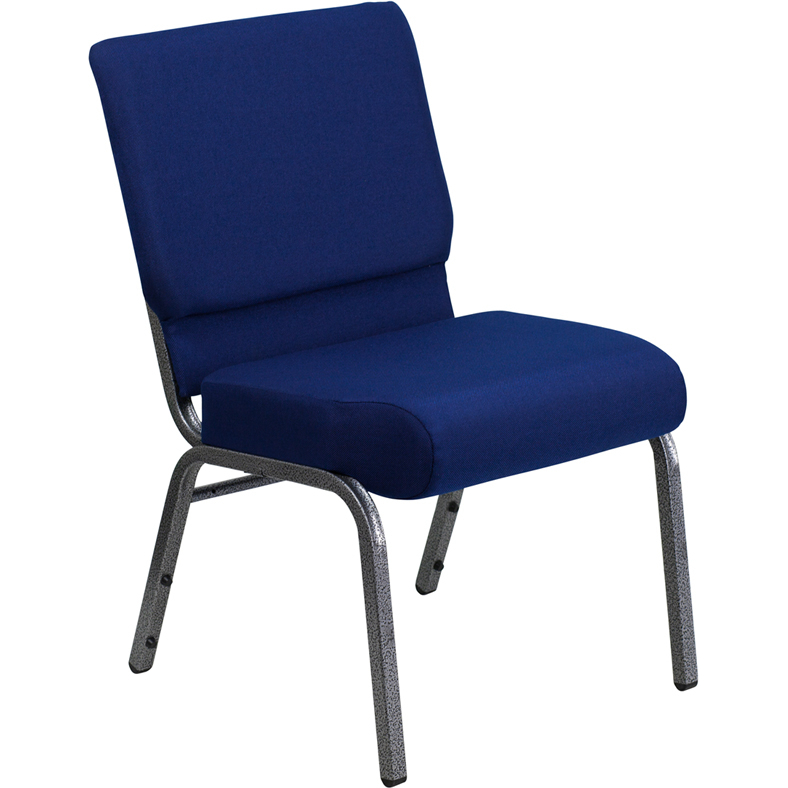 Flash Furniture HERCULES Series 21''W Stacking Church Chair in Navy Blue Fabric - Silver Vein Frame - image 3 of 13