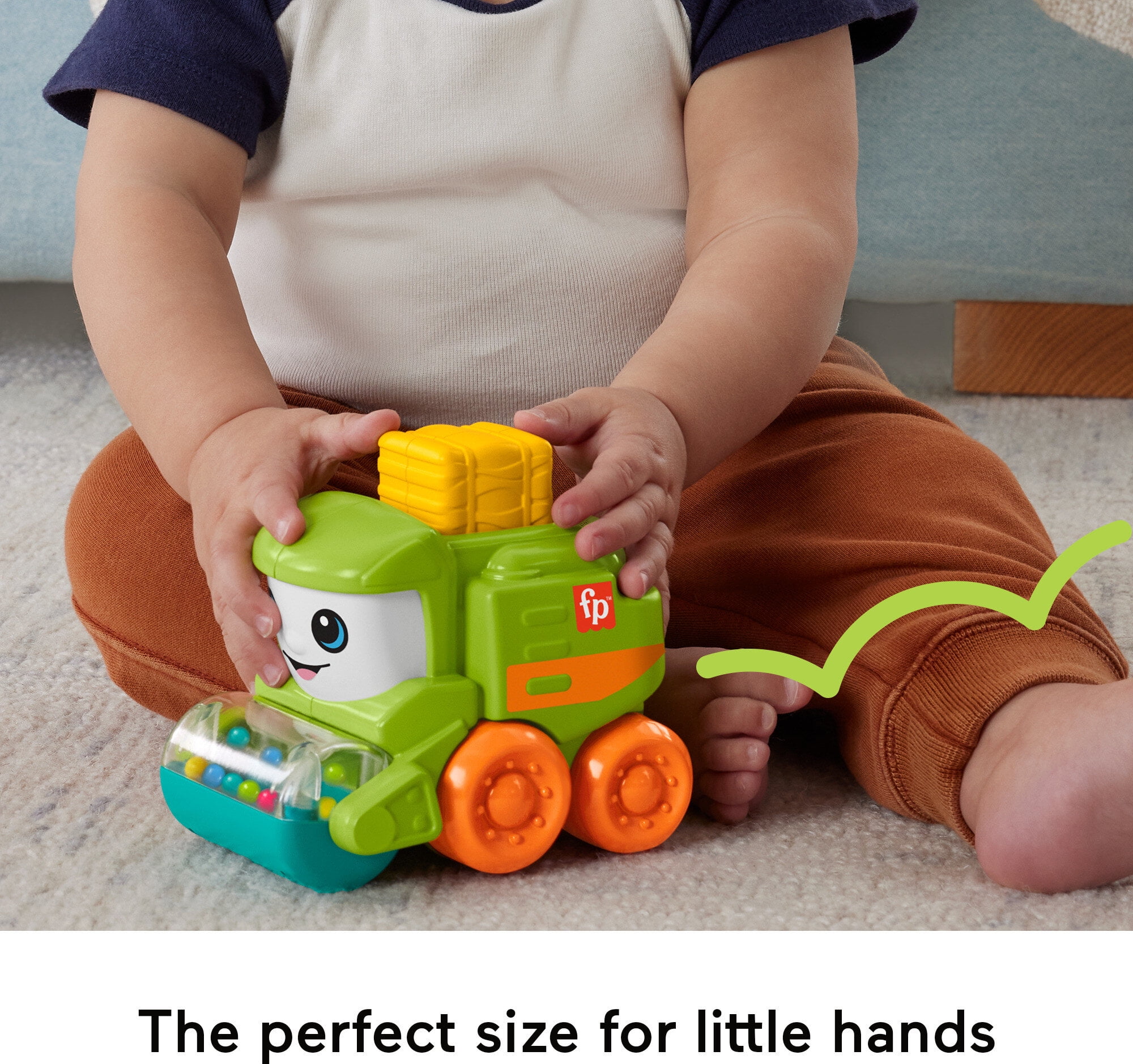 Fisher-Price Rollin’ Tractor Push-Along Toy Vehicle for Infants with Fine Motor Activities