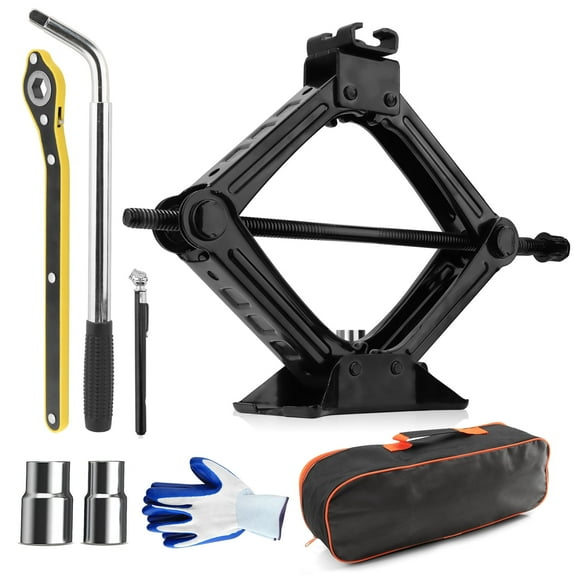 Scissor Jack for Car 1.5 Ton (3306 lbs) Heavy-Duty Car Jack Kit, Universal Tire Jack Tool Kit - Portable Car Lift Jack with Ratcheting Handle and L-Wrench for Auto SUV MPV