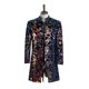 thumbnail image 3 of Traje informal con lentejuelas de terciopelo azul y morado con flores tridimensionales para hombre, abrigo brillante para DJ y cantante, traje de fiesta, 3 of 5