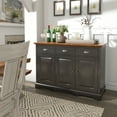 thumbnail image 3 of Weston Home Oak Top Kitchen Cabinet Buffet Sideboard, Antique Black, 3 of 9