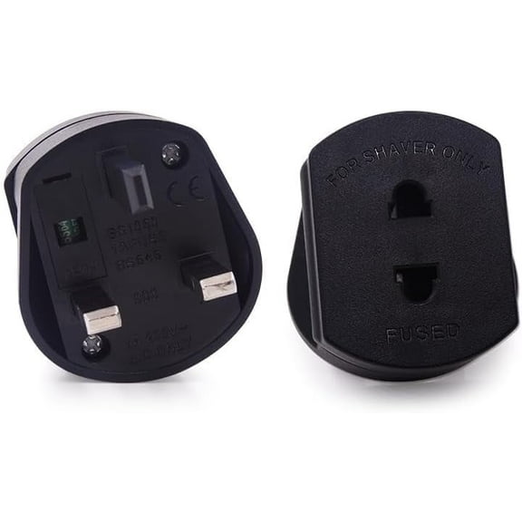 (2 Pack) Shaver Plug Adaptor Shaving Toothbrush Adapter Epilators Bathroom UK to 2 Pin 3 Tools & Hardware (Black, Style 1,1A/ 250V)