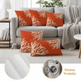 thumbnail image 6 of Coral Orange Outdoor Waterproof Pillow Covers, Coastal White Ocean Marine Nautical Beach Decorative Square Throw Pillowcase Sofa Cushion Sham for Patio/Couch/Chair, 26"x26" 2 Pack, 6 of 8