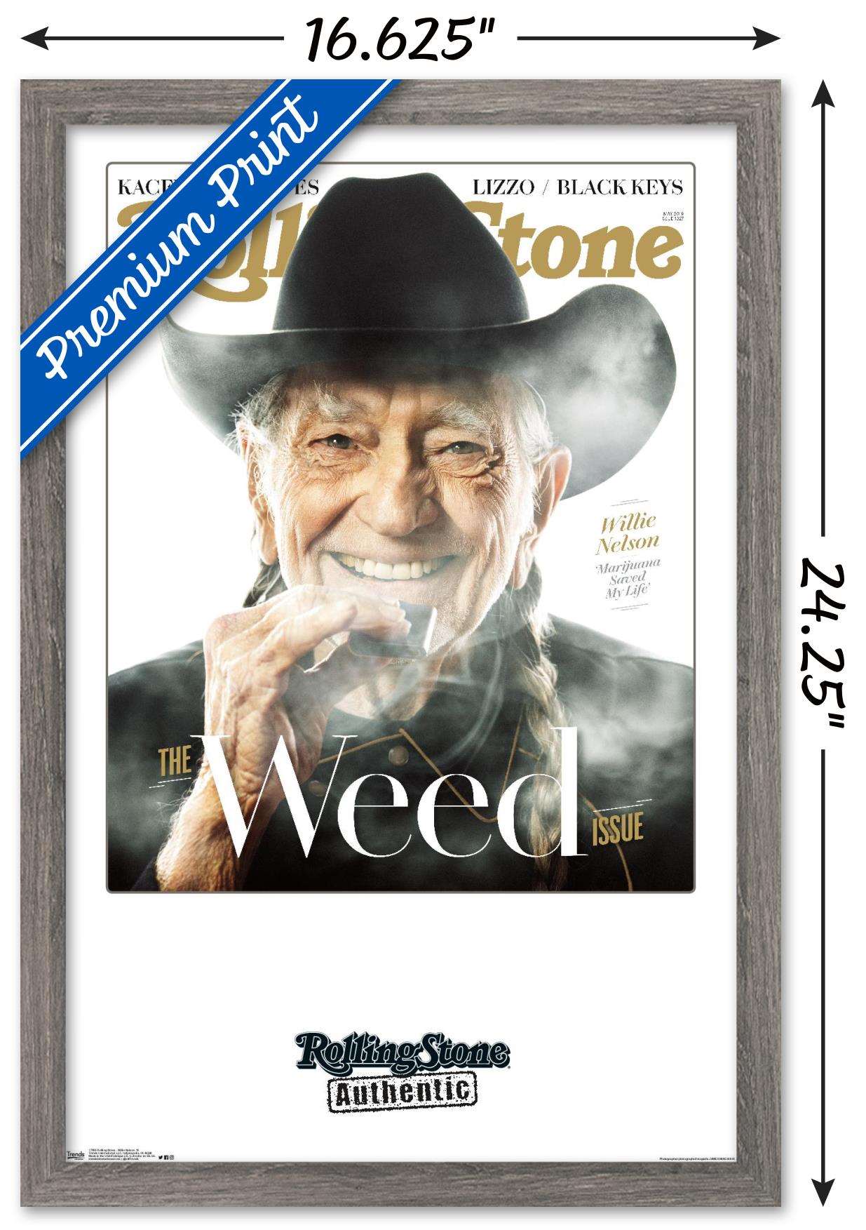 Rolling Stone Magazine - Willie Nelson 19 Wall Poster, 14.725" x 22.375", Framed