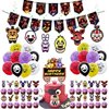 Five Nights at Freddy Party Supplies Set, Banner, Balloons, Hanging Swirls, Cake Topper, Cupcake Toppers, Five Nights at Freddy Party Decorations for Boys and Girls(A)