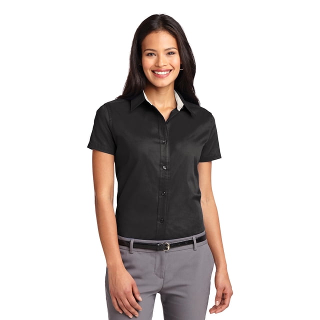Camisa de fácil cuidado de manga corta para mujer Port Authority®. L508 Autoridad Portuaria L508