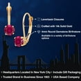 thumbnail image 3 of Gem Stone King 14K Yellow Gold Red Created Ruby Dangle Earrings for Women | 0.50 Cttw | Gemstone July Birthstone | Round 4MM, 3 of 7