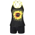 thumbnail image 3 of Tankini Swimsuits for Women Plus Size Print Strappy Back Set Two Piece Swimdress Panty Bathing Bathing Suits, 3 of 7