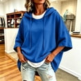 thumbnail image 5 of Teylalorva Outerwear Jackets for Womens Everyday Hooded Batwing Sleeve Sports Sweatshirt Fall Winter Blue Size L, 5 of 9